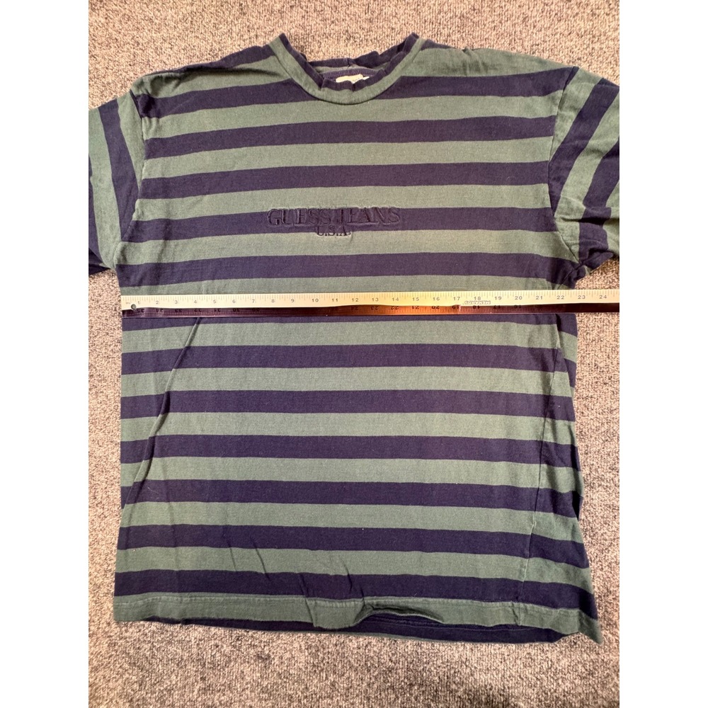 Vintage Guess Jeans USA Striped T Shirt XL 90s Made in USA Embroidered Logo - Picture 6 of 7